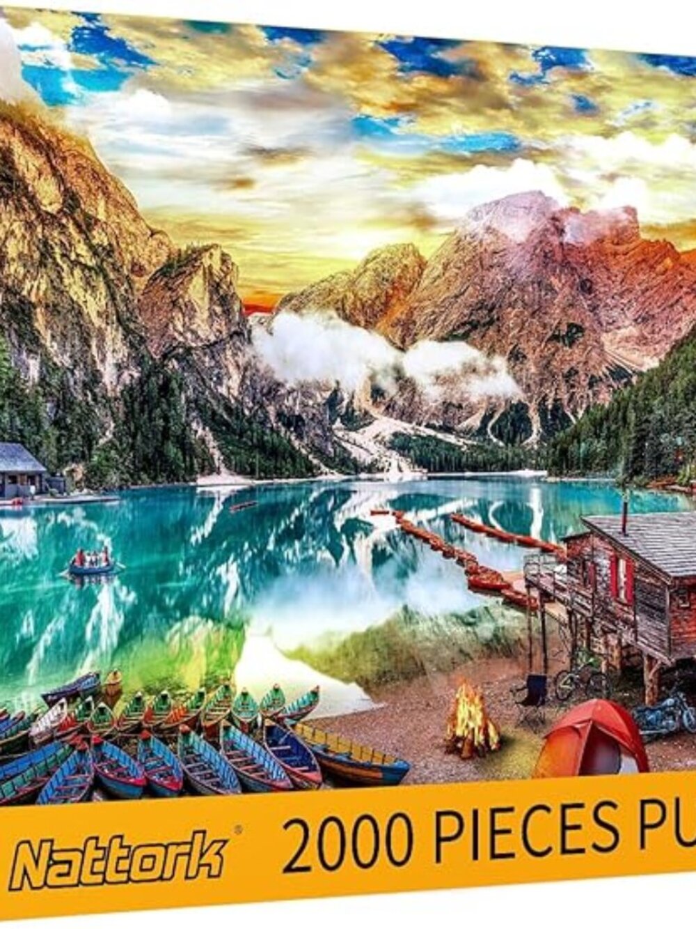 Nattork Jigsaw Puzzle--Families Lakeside View --2000 Pieces--Used